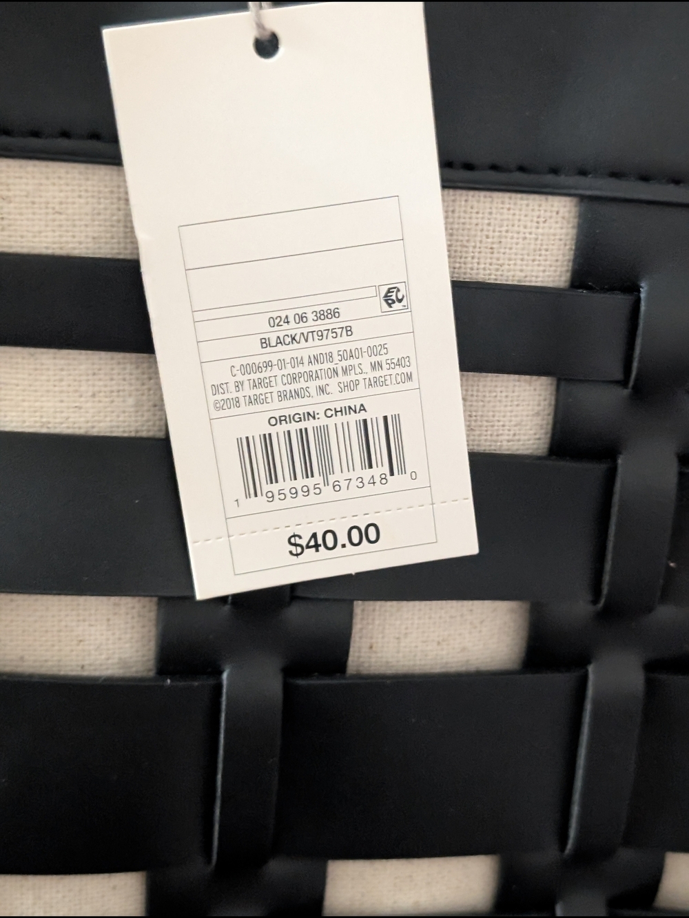 A New Day Black Woven-Overlay Tote Bag MSRP $40 - Picture 6 of 8